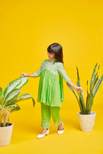 Lime Green & Printed Kurti Set